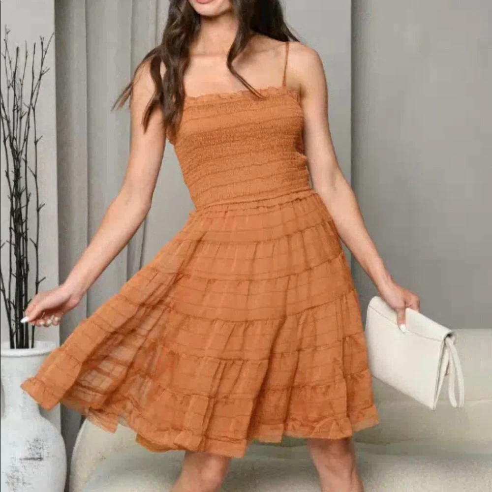 SLEEVELESS V-NECK RUFFLE TIERED MINI DRESS - Picture 4 of 7